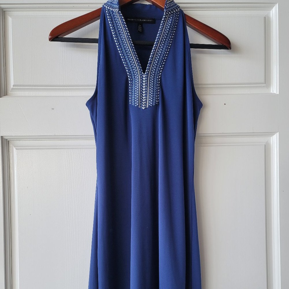White House Black Market deep marine blue embroidered size XS